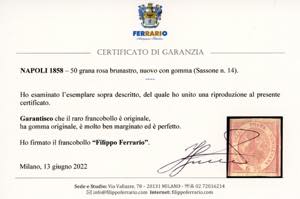 1858 - 50 grana rosa brunastro ... 