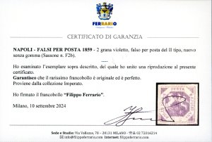 1859 - 2 grana violetto, falso per ... 
