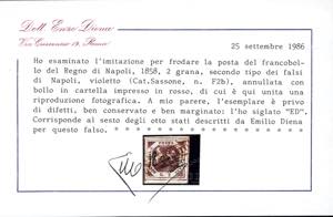 1858 - 2 grana violetto, falso per ... 