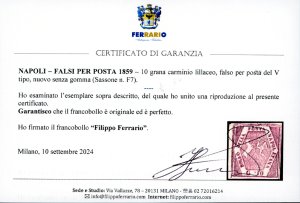 1859 - 10 grana carminio lillaceo, ... 