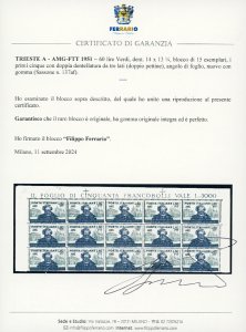 1951 - 60 lire Verdi, dent. 14 x ... 