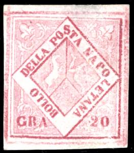 1860 - 20 grana carminio, falso per posta, V ... 