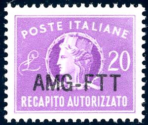 RECAPITO AUTORIZZATO 1954 - 20 lire lilla, ... 