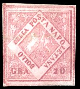 1859 - 20 grana carminio, falso per posta, ... 