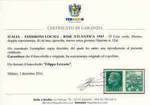 BASE ATLANTICA 1943 - 25 cent. ... 