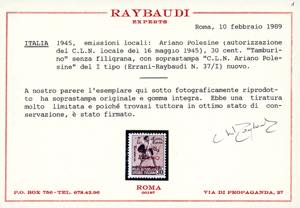 ARIANO POLESINE 1945 - 30 cent. ... 