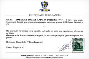 ARIANO POLESINE 1945 - 3 lire ... 