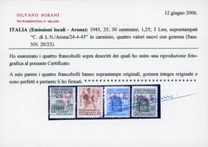 ARONA 1945 - 25 cent., 30 cent., ... 