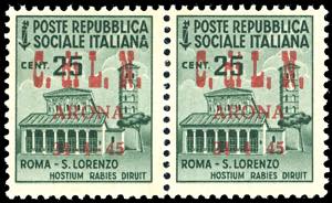 ARONA 1945 - 25 cent. Monumenti Distrutti, ... 