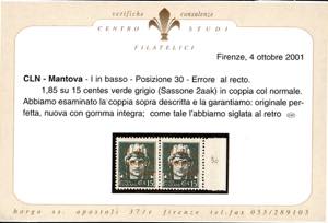 MANTOVA 1945 - 1,85 lire + 15 ... 