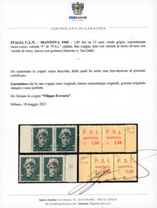 MANTOVA 1945 - 1,85 lire + 15 ... 