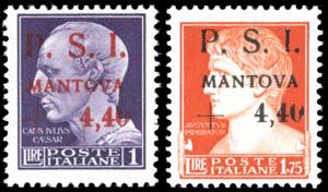 MANTOVA 1945 - 4,40 lire + 1 lira violetto e ... 