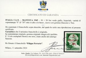 MANTOVA 1945 - 30 + 20 lire ... 
