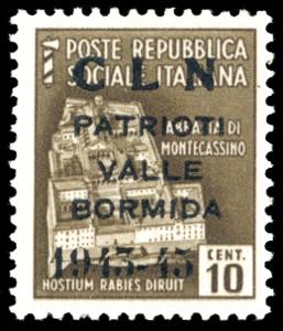 VALLE BORMIDA 1945 - 10 cent. soprastampato, ... 