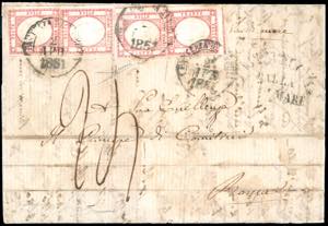 1861 - 5 grana rosso carminio (21), quattro ... 