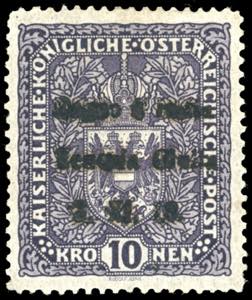 VENEZIA GIULIA 1918 -10 corone violetto ... 