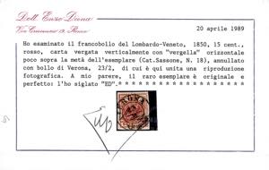 1852 - 15 cent rosso, III tipo, ... 