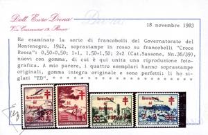 MONTENEGRO 1942 - Croce Rossa, ... 