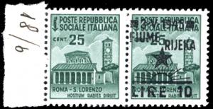 OCCUPAZIONE JUGOSLAVA FIUME 1945 - 10 l. su ... 