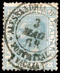 ALESSANDRIA DEGITTO 1878 - 20 cent. celeste ... 