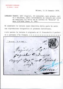 1858 - 10 cent. nero grigio, carta ... 