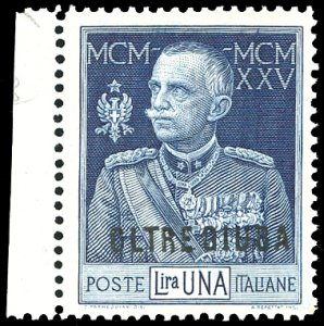 1925 - 1 lira azzurro Giubileo, dent. 13 1/2 ... 