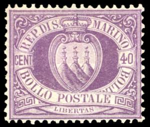 1877 - 40 cent. lilla scuro Stemma (7), ... 