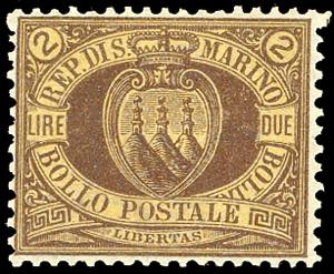 1894 - 2 lire bruno su arancio Stemma (21), ... 