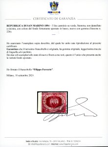 1894 - 5 lire carminio su verde ... 