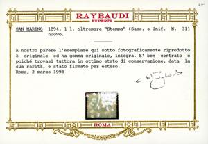 1894 - 1 lira oltremare Stemma ... 