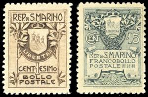 1910 - Stemma, fondo giallo, serie completa ... 