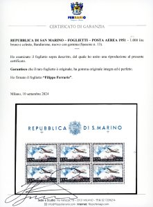 1951 - 1.000 Bandierone, foglietto ... 