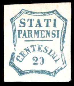 1859 - 20 cent. azzurro (15), evidente ... 