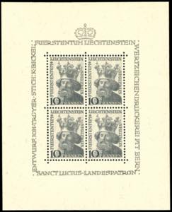 LIECHTENSTEIN FOGLIETTI 1946 - 10 f. ... 