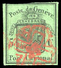 SVIZZERA CANTONALI 1848 - 5 cent. verde ... 
