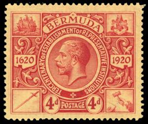 BRITISH COLONIES-BERMUDA 1921 - 4 d. rosso e ... 