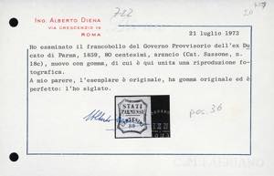 1859 - 80 cent. arancio, varietà ... 