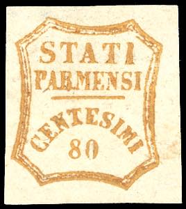 1859 - 80 cent. arancio, varietà di ... 