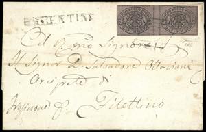 1864 - 1/2 baj violetto cupo (1Ab), coppia ... 