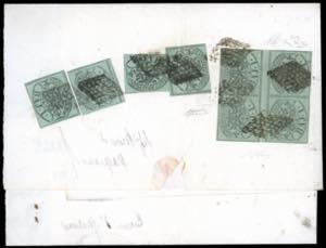 1853 - 1 baj verde grigiastro (2), blocco di ... 