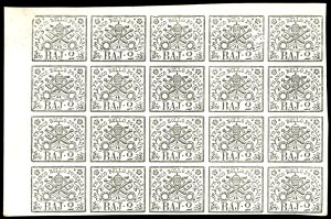 1867 - 2 baj bianco (3A), blocco di 20 ... 