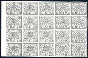 1867 - 2 baj bianco (3A), blocco di 20 ... 