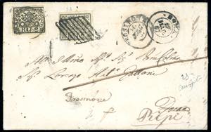 1867 - 2 baj bianco (3A), corto a destra, su ... 