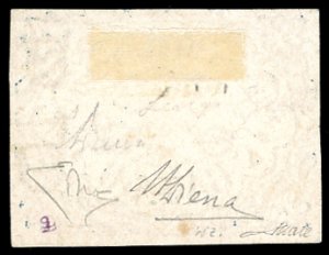 1852 - 50 baj azzurro, filigrana ... 