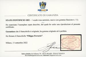 1852 - 1 scudo rosa carminio (11), ... 