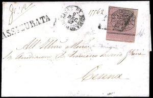 1867 - 80 cent. rosa lillaceo (20), bordo di ... 