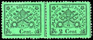 1868 - 2 cent. verde chiaro, coppia ... 