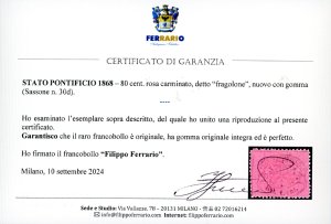 1868 - 80 cent. rosa carminato, ... 