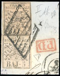 FALSI PER POSTA 1855 - 5 baj rosa ... 