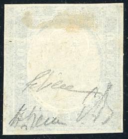 1854 - 20 cent. azzurro (8), nuovo ... 